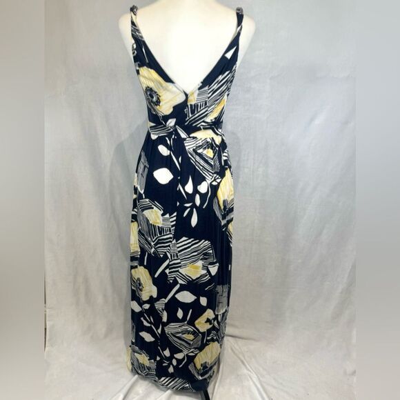 Mossimo navy and yellow abstract print twist strap maxi dress size small - Picture 3 of 5